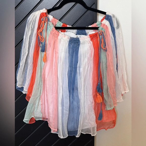 Chiffon rainbow multicolor blouse. Size 4. Excellent condition. Hardly worn. - Picture 2 of 3